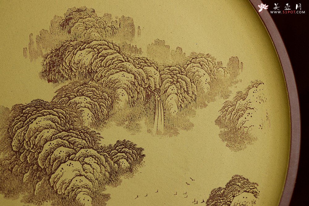 紫砂壶图片：李彦雄精心之作 山水挂盘 韵味十足 - 美壶网