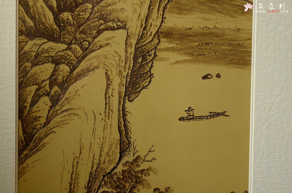 紫砂壶图片：张听刚新意装饰 山水壁画 韵味十足 - 美壶网