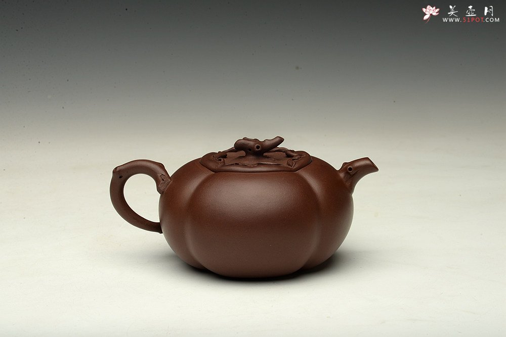 紫砂壶图片：潘丹初乙未年精进之作  筋囊花货 全手玉柿 气度饱满逸品  值得赏玩珍藏 - 美壶网