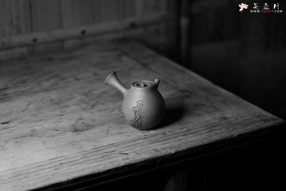 紫砂壶图片：淞庐原创设计  静品佳味~ 全手唐韵急须 文气十足 国助文涛装饰 - 美壶网