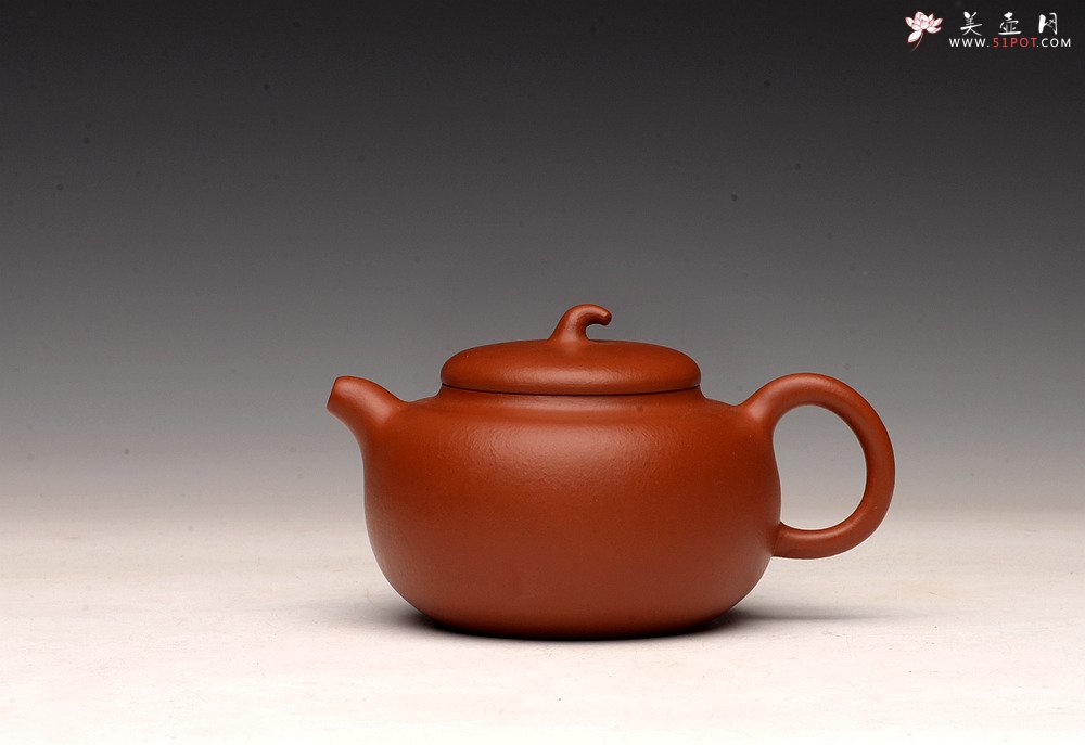紫砂壶图片：优质朱泥 自然褶皱 得趣自然 实用朱泥小品 全手茄瓜 - 美壶网