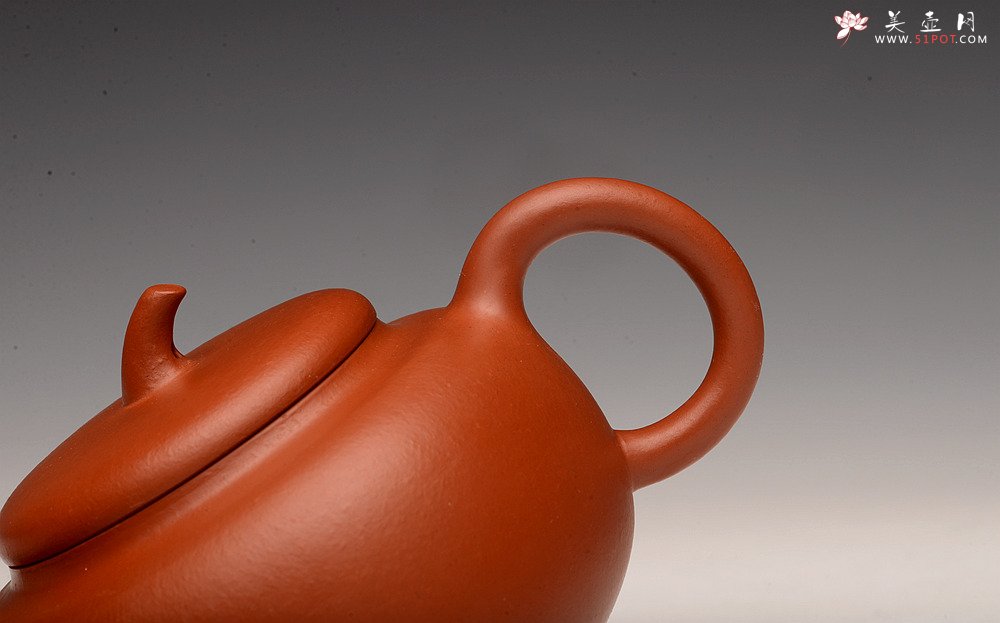 紫砂壶图片：优质朱泥 自然褶皱 得趣自然 实用朱泥小品 全手茄瓜 - 美壶网