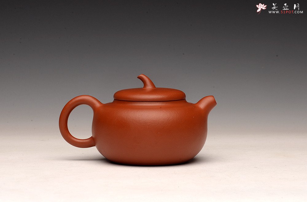紫砂壶图片：优质朱泥 自然褶皱 得趣自然 实用朱泥小品 全手茄瓜 - 美壶网
