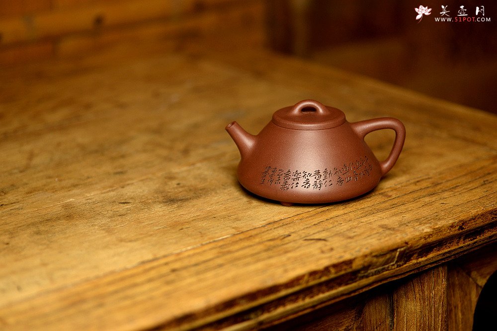 紫砂壶图片：吴杰摹古之全手子冶石瓢 墨生装饰 器形端正~ 骨肉均挺 - 美壶网