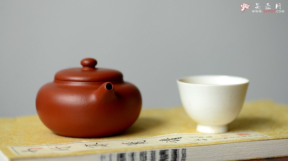 紫砂壶图片：徐亚春全手作品 优质朱泥 珠圆玉润 全手柿圆 - 美壶网