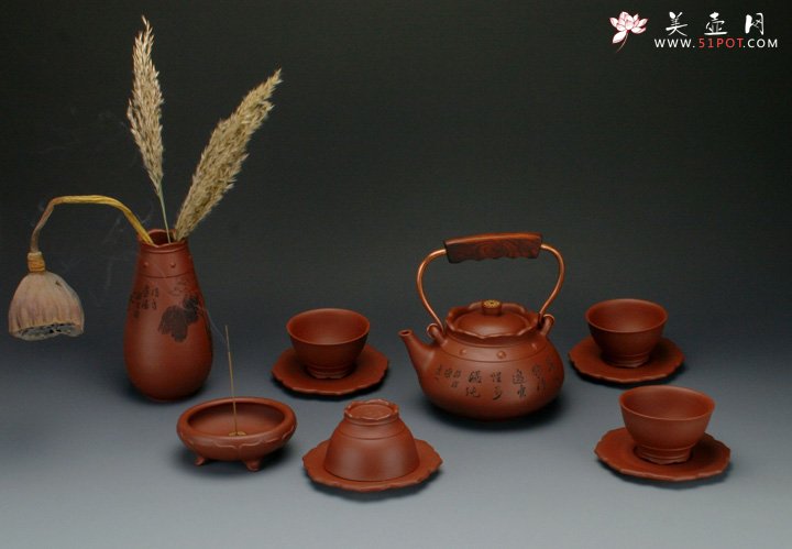 紫砂壶图片：妙法莲华组茶具 - 美壶网