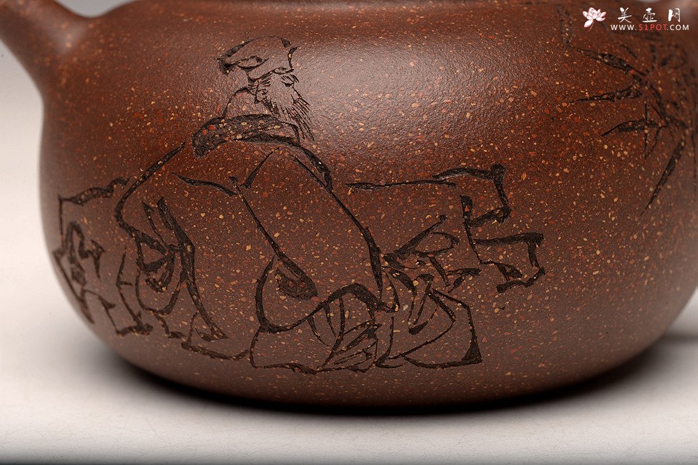 紫砂壶图片：强强联合 詹黎明全手新作 紫玉金砂  高路金石装饰 宝相 恽秀可人 - 美壶网