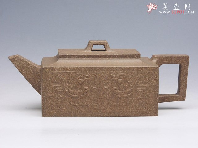 紫砂壶图片：龙凤呈祥四方壶 - 美壶网