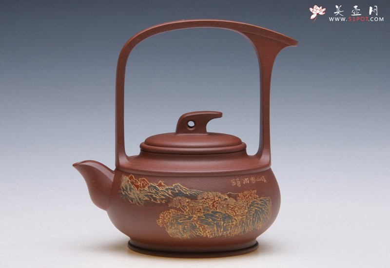 紫砂壶图片：涤尘提梁壶 - 美壶网