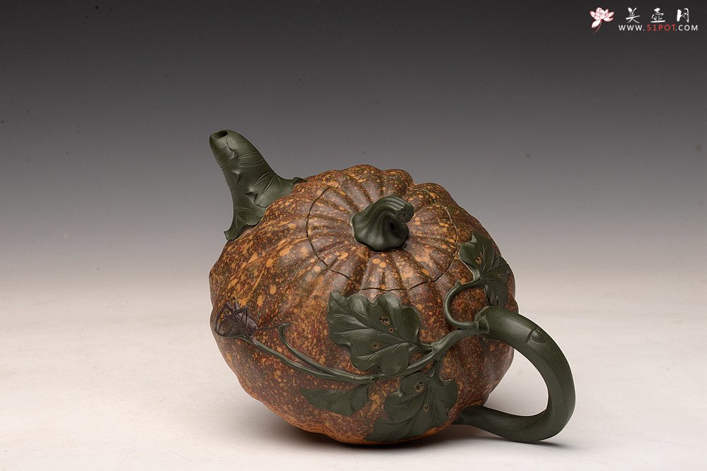 紫砂壶图片：贴叶精彩 花器实力派 田园清趣 七彩南瓜 孙伟强张新亚合作 - 美壶网