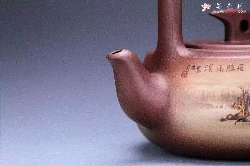 紫砂壶图片：山水祥鸽提梁 - 美壶网