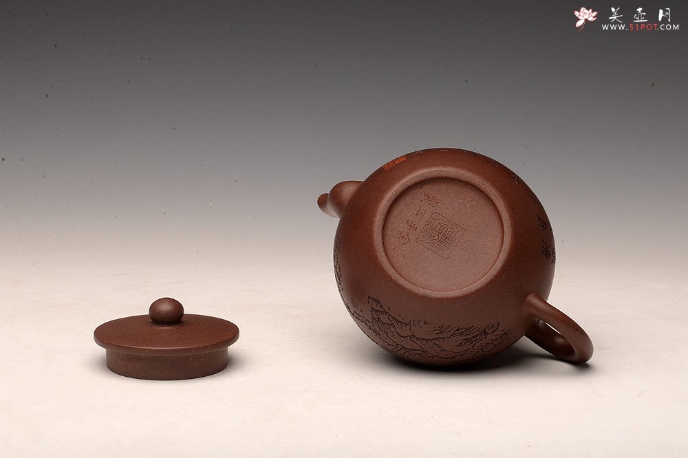 紫砂壶图片：张听钢精刻之作 全手平盖莲子 摹古清.申锡 耐品古朴 - 美壶网