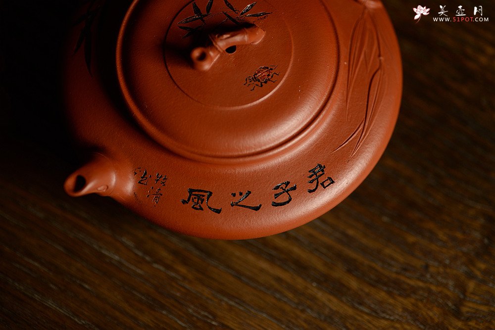 紫砂壶图片：优质朱泥 绿茶友人 扁竹 简意花货 - 美壶网