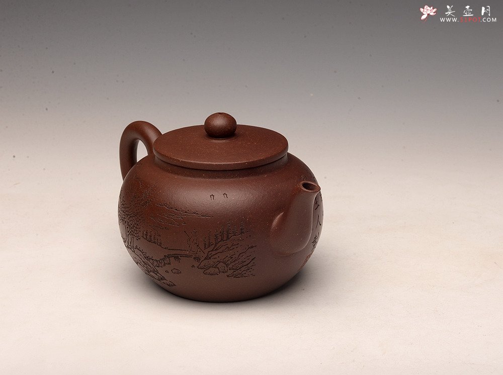 紫砂壶图片：张听钢精刻之作 全手平盖莲子 摹古清.申锡 耐品古朴 - 美壶网