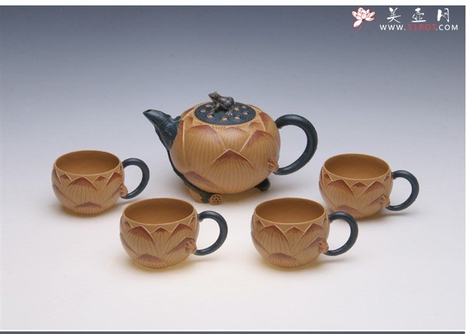 紫砂壶图片：荷花茶具 - 美壶网