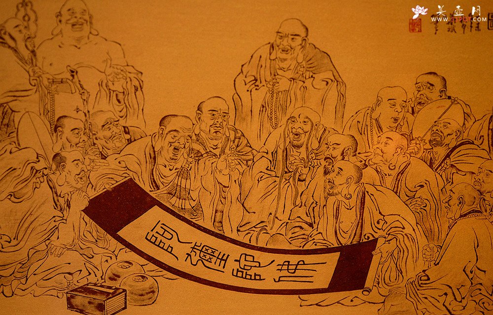 紫砂壶图片：谭华斌精心装饰 十八罗汉 壁画 送礼自珍佳作 - 美壶网