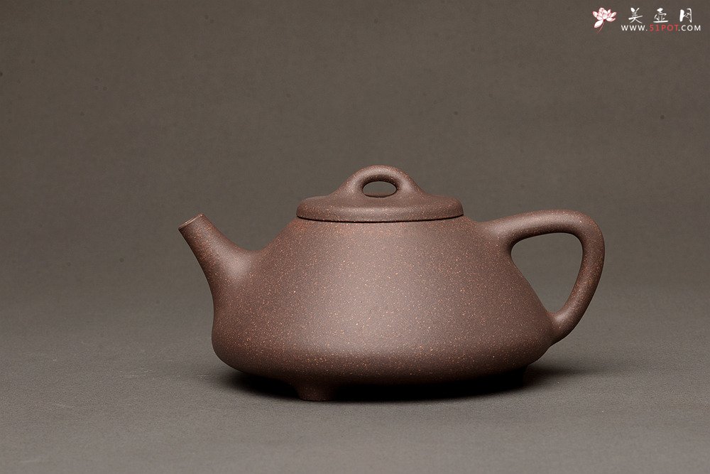 紫砂壶图片：周斌全手力作 精品高温老紫泥调砂 古朴金石其骨 子冶石瓢 - 美壶网