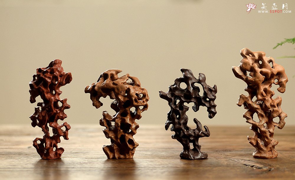 紫砂壶图片：施奇华全手文房假山~紫砂太湖石文房雅玩 - 美壶网