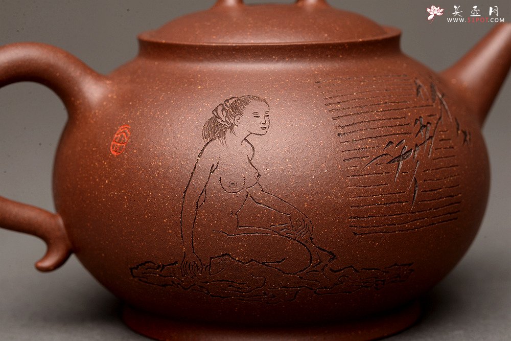 紫砂壶图片：俊秀之作 清悟 张听刚精心装饰   - 美壶网