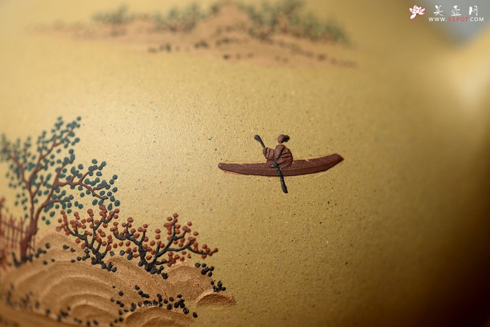 紫砂壶图片：顾小英全手作品  饱满厚润 型丰留意 泥绘装饰 匏瓜 - 美壶网