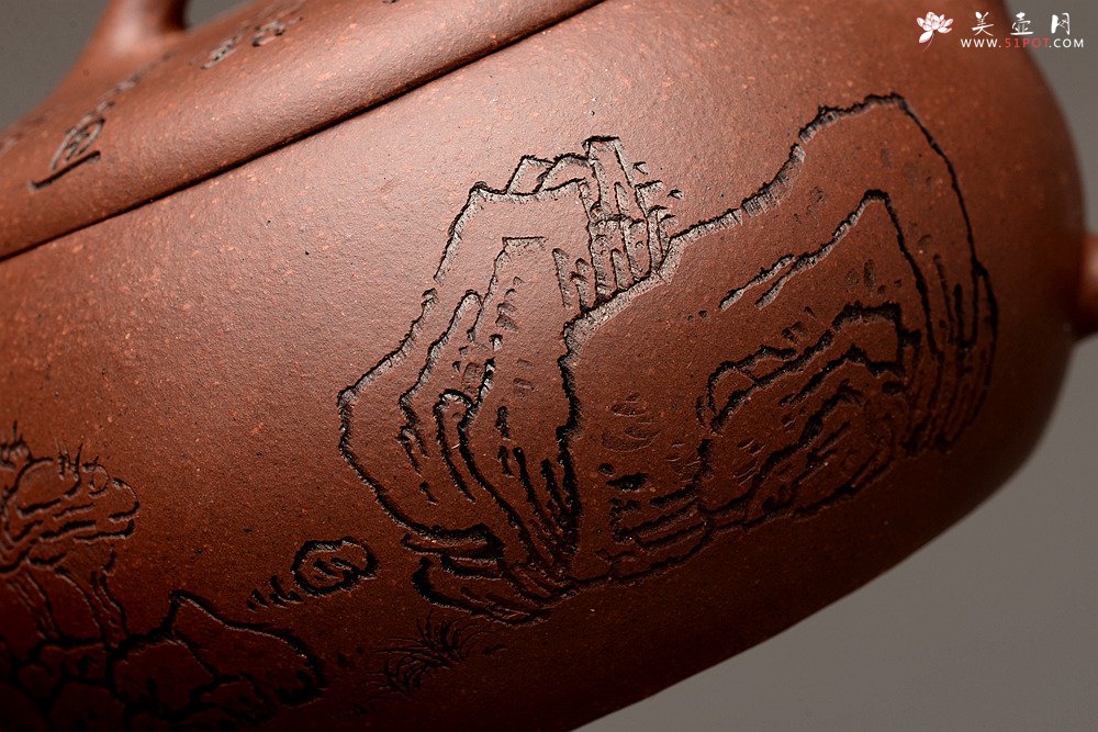 紫砂壶图片：张听刚精心装饰 大口实用 全手融古 - 美壶网