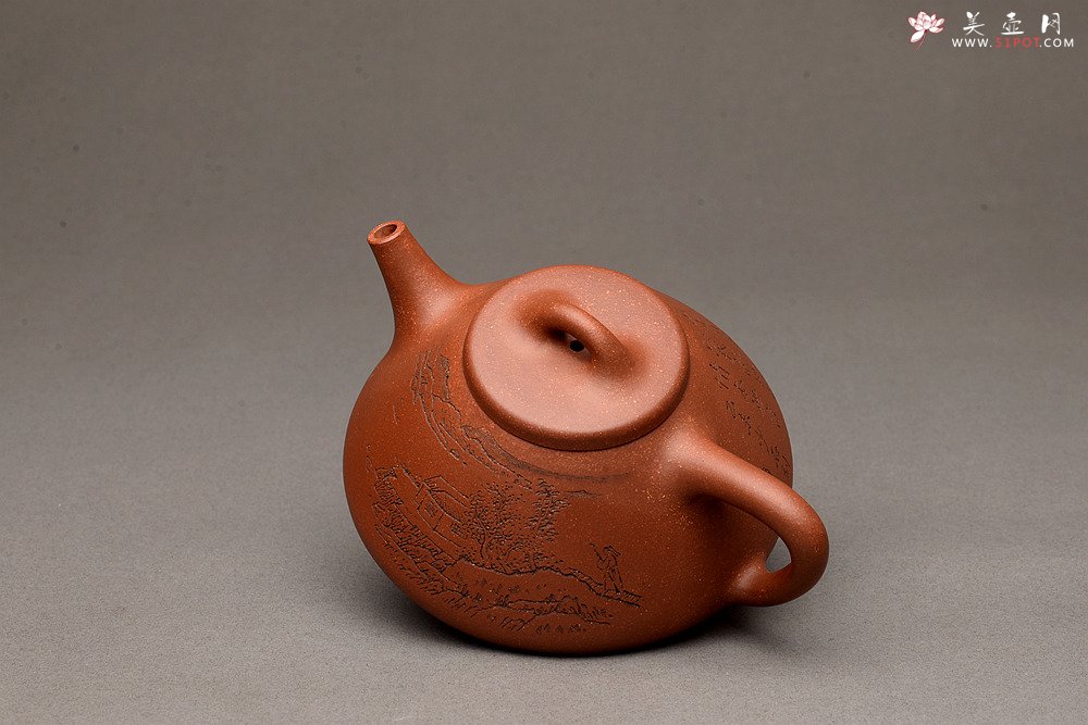 紫砂壶图片：张听刚装饰 精品紫泥调砂 周斌全手子冶石瓢 精工 - 美壶网