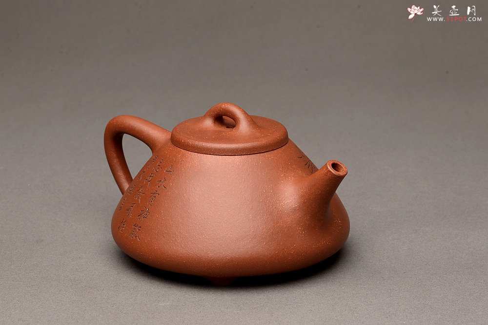 紫砂壶图片：张听刚装饰 精品紫泥调砂 周斌全手子冶石瓢 精工 - 美壶网