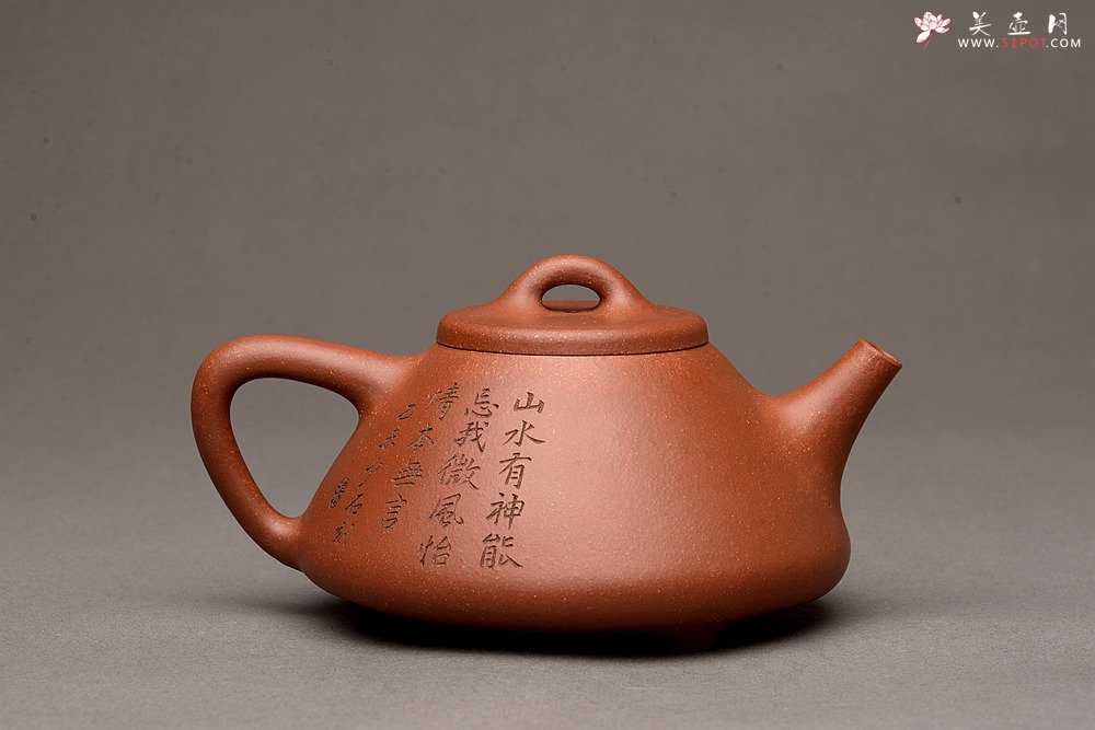 紫砂壶图片：张听刚装饰 精品紫泥调砂 周斌全手子冶石瓢 精工 - 美壶网