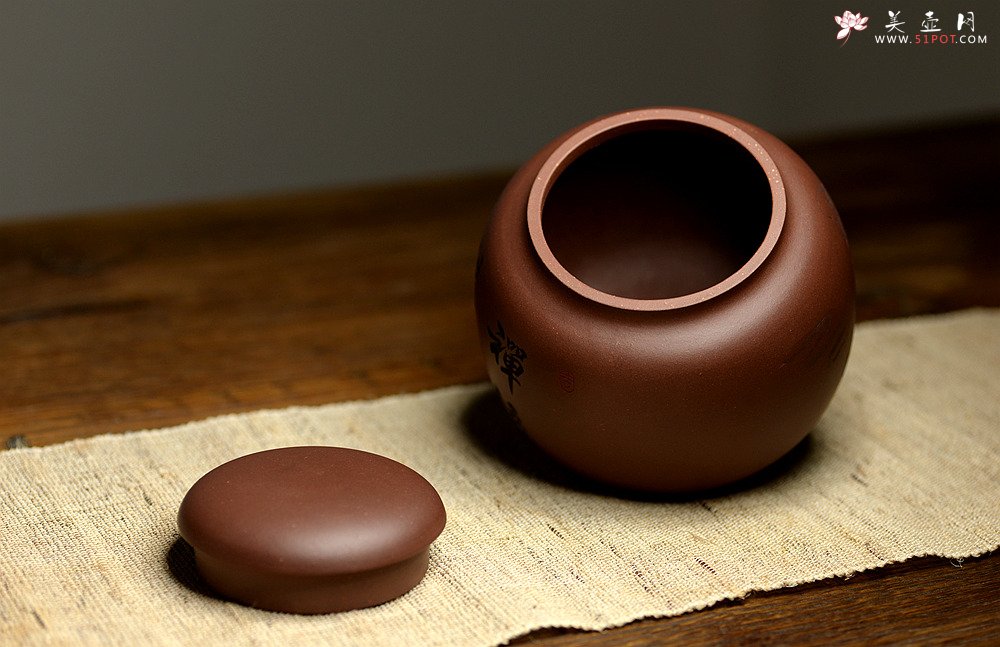 紫砂壶图片：原矿紫泥  茄段茶叶罐 - 美壶网