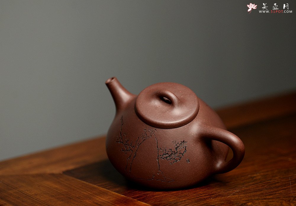 紫砂壶图片：周斌全手子冶石瓢 做工精致 器形端正~ 骨肉均挺 原矿老紫泥 - 美壶网