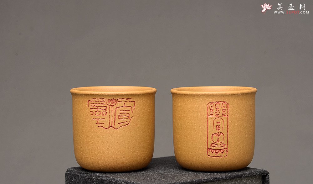 紫砂壶图片：美壶特惠 游心堂主人和知秋合作精刻 高档套组杯 6个一组 送礼自玩佳品~ - 美壶网