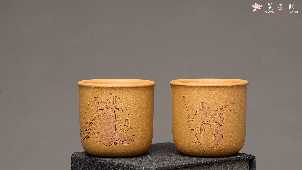 紫砂壶图片：美壶特惠 游心堂主人和知秋合作精刻 高档套组杯 6个一组 送礼自玩佳品~ - 美壶网