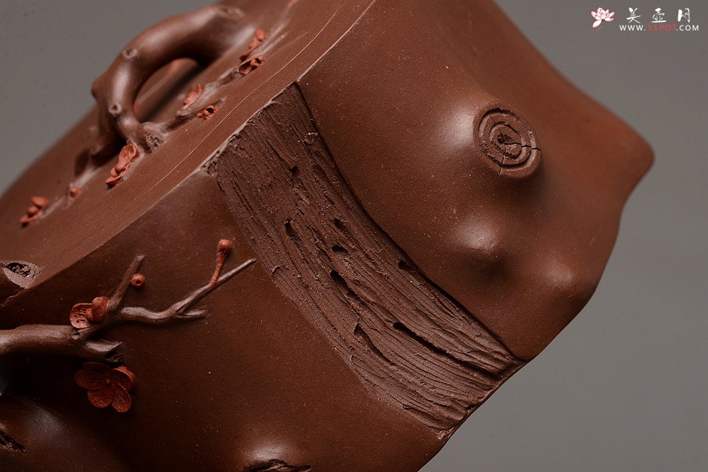 紫砂壶图片：单志萍老师新品 精品全手提梁梅桩 难度大 立体梅花~精神喜庆 - 美壶网