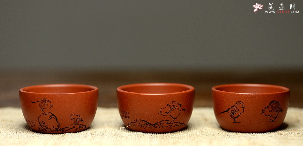 紫砂壶图片： 自用最佳 八大风格品茗杯~ 一套好玩~ - 美壶网