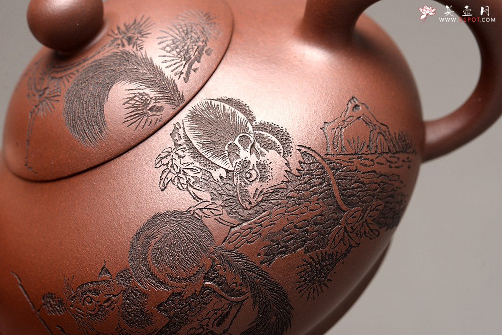 紫砂壶图片：美壶特惠 谭华斌近作 道洪风格之珠韵 刻绘精细生动  - 美壶网