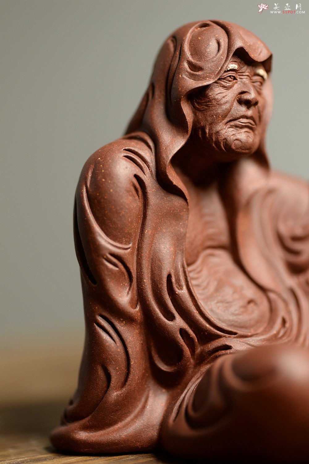 紫砂壶图片：手工雕塑 静~ 自在罗汉 做工精细 廖生塔作品~ - 美壶网