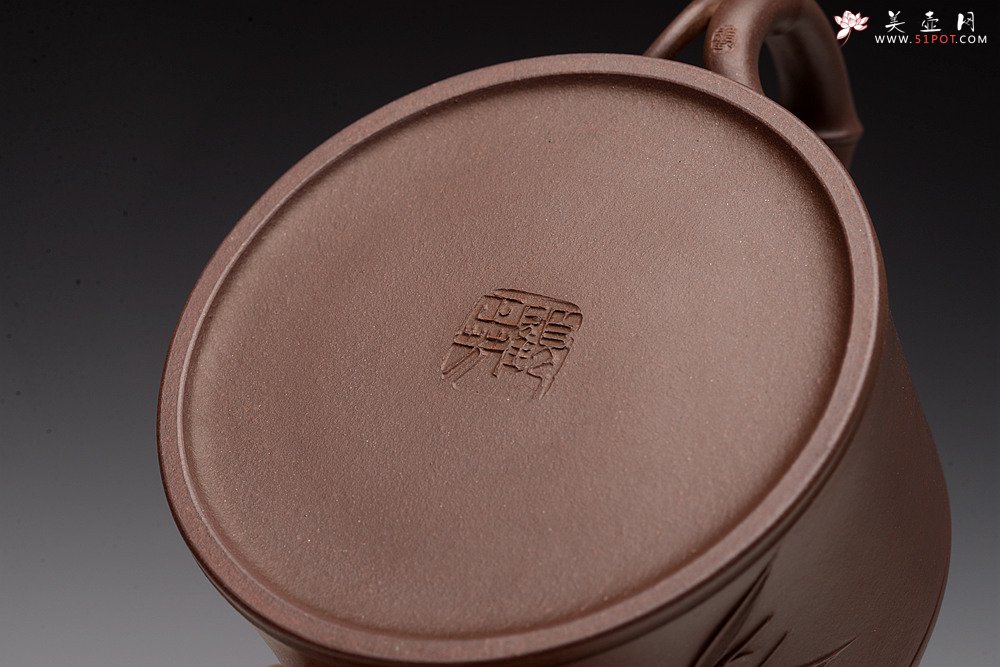 紫砂壶图片：顾正芳丙申春作品 温文尔雅  贴叶精湛 全手竹段  - 美壶网