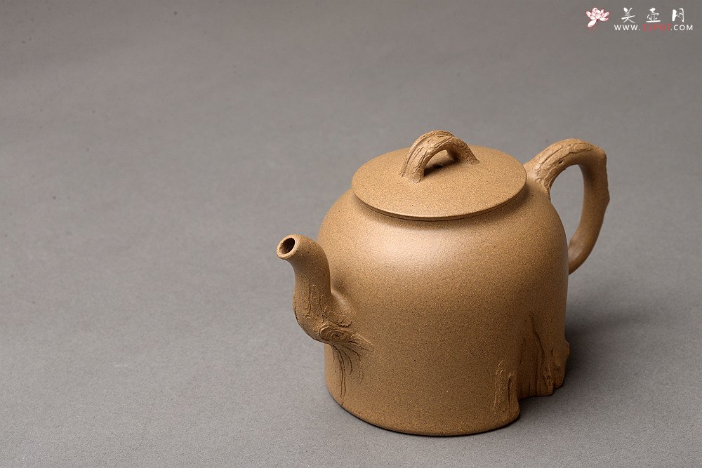 紫砂壶图片：高雪琴全手新作 优质段泥 端庄丰润 缎松 松皮逼真 - 美壶网