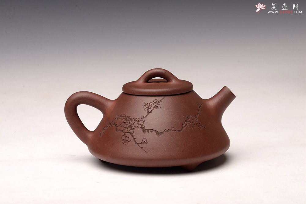 紫砂壶图片：摹古清味~ 鸿渝山房新品 美壶特惠 茶人最爱 拙味石瓢 助工文涛装饰 - 美壶网