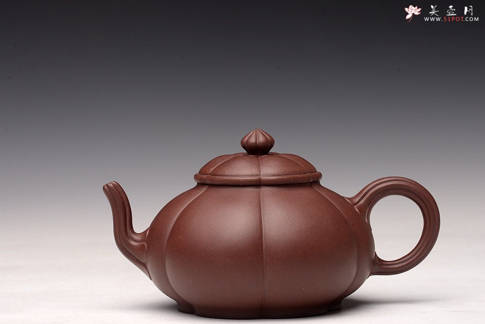 紫砂壶图片：气韵流畅 绽放之美 全手筋囊佳器 六瓣莲花 - 美壶网