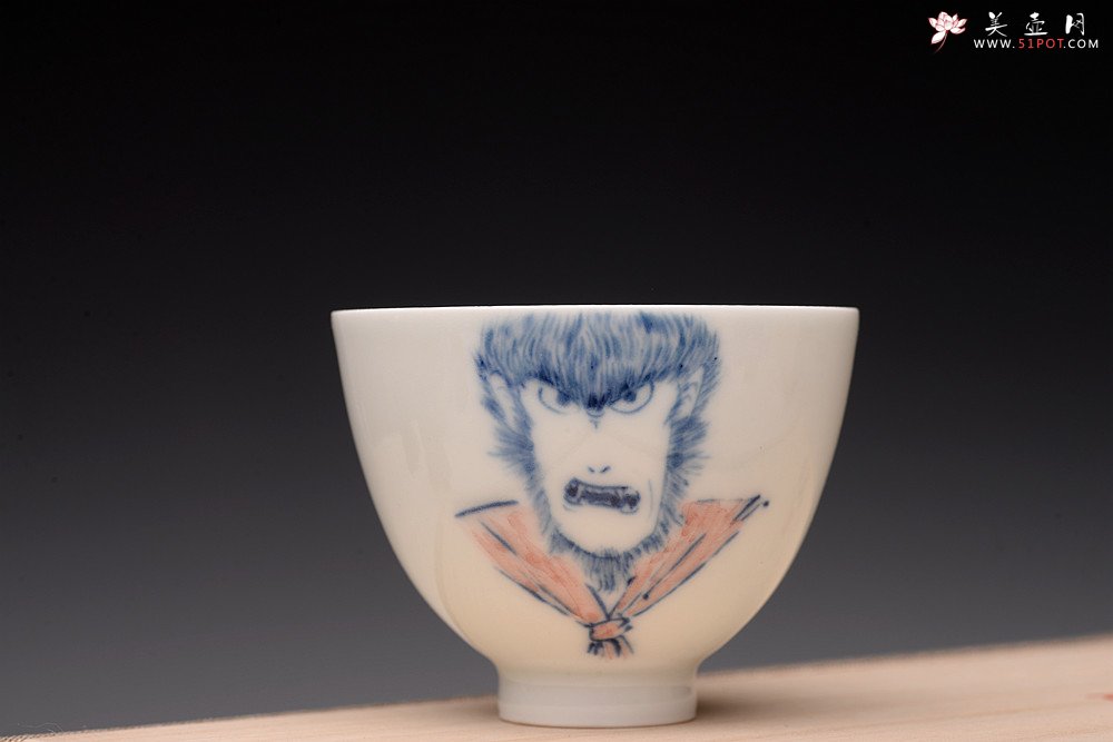 紫砂壶图片：大生（姜寅）玩瓷 猴哥系列 趣味十足 ~ 品茗对杯 - 美壶网