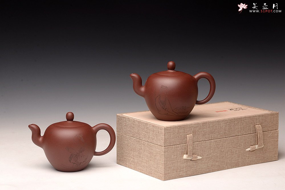 紫砂壶图片：饱满圆润 陈国良款式  一粒珠 游心堂主人装饰 - 美壶网