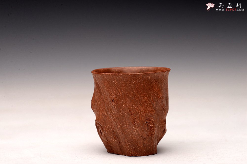 紫砂壶图片：美壶定制 精品全手树桩杯  优质降坡泥 文气把玩 - 美壶网