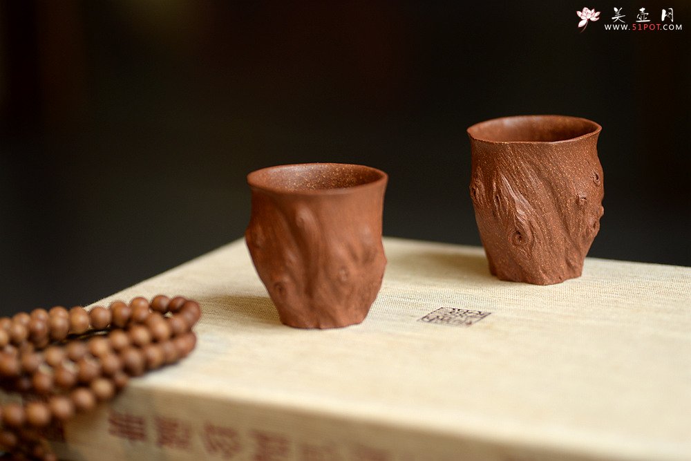 紫砂壶图片：美壶定制 精品全手树桩杯  优质降坡泥 文气把玩 - 美壶网