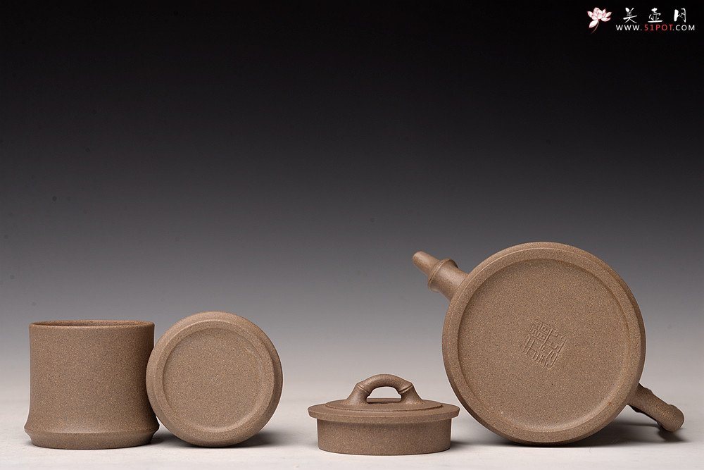 紫砂壶图片：储亚全手获奖作 秀竹套具 颇具难度 灵秀出尘 青段 - 美壶网