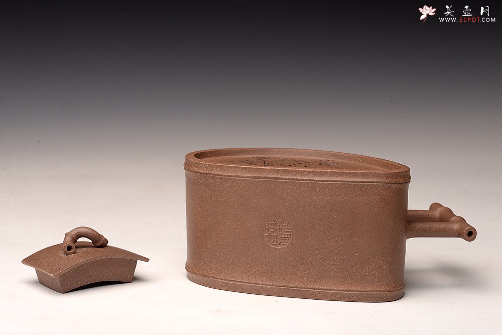 紫砂壶图片：耿其群创意新作 个性演绎 别具意趣  全手清风竹段  - 美壶网