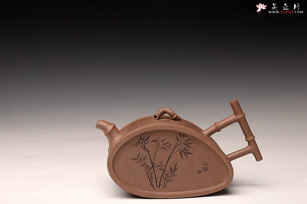 紫砂壶图片：耿其群创意新作 个性演绎 别具意趣  全手清风竹段  - 美壶网