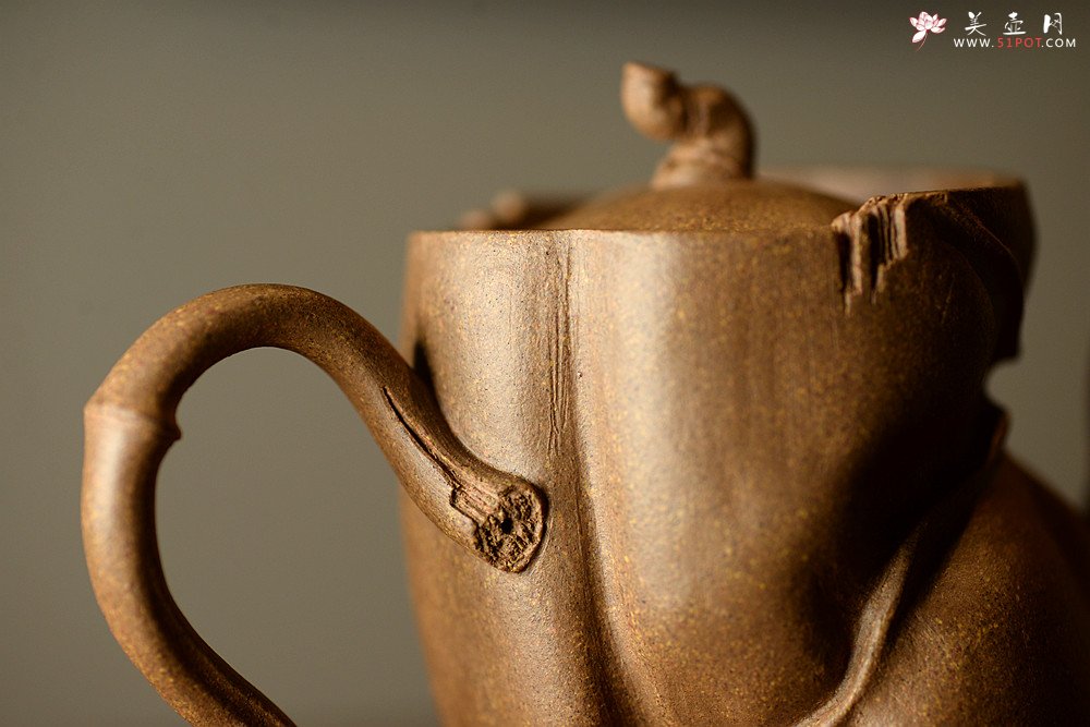 紫砂壶图片：林秀明丙申夏全手原创 摹竹韵寓隐逸之风 隐逸二式 养怡之福可得永年 - 美壶网