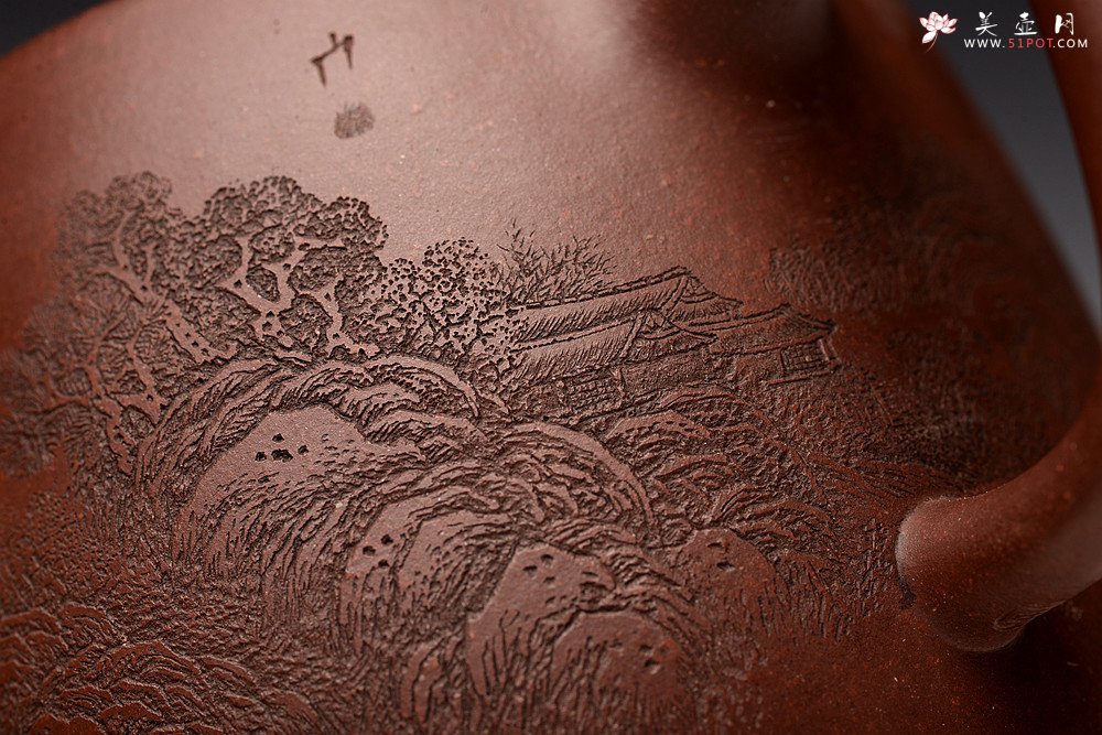 紫砂壶图片：通景山水 丰润挺拔  优质地槽青 全手大汉铎 - 美壶网