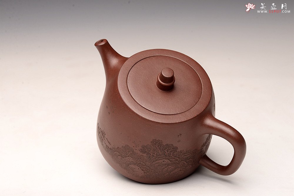 紫砂壶图片：通景山水 丰润挺拔  优质地槽青 全手大汉铎 - 美壶网